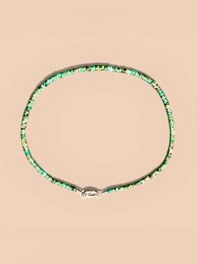 Green Heishi Bead Necklace.